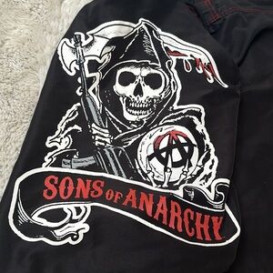 Y2K Sons of Anarchy black white red shorts 100% polyester 2016 size Lg
